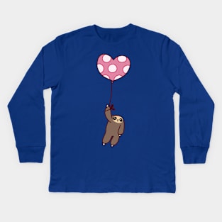 Heart Balloon Sloth Kids Long Sleeve T-Shirt